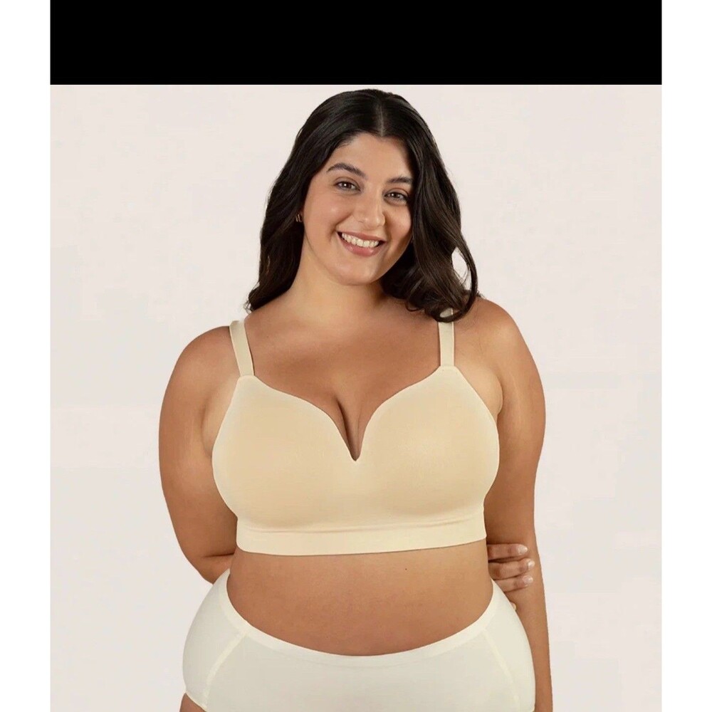 Truekind Supportive Comfort Beige Tan Smoothing Wireless Shaping Bra Sz XL